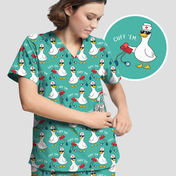 Cute Duck Medical Scrub Set – Funny Nurse Uniform for Healthcare Workers