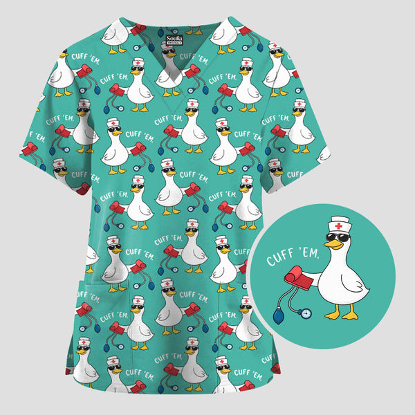 Cute Duck Medical Scrub Set – Funny Nurse Uniform for Healthcare Workers