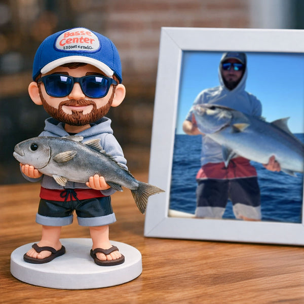 Custom Fisherman Figurine From Photo – Personalized Fishing Gift for Dad, Husband & Boyfriend
